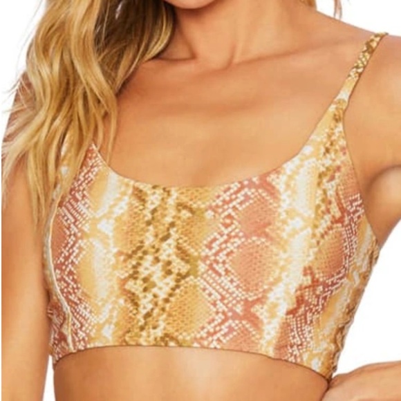 BEACH RIOT Snake Print Sports Bra In Golden Snake - Picture 1 of 6